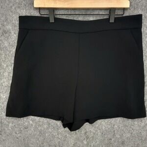 Ann Taylor LOFT Shorts Womens L Black Pull On High Waisted Flat Front Crepe